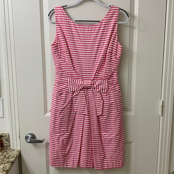 KATE SPADE Pink White Sleeveless Dress with Bow - Picture 1 of 16